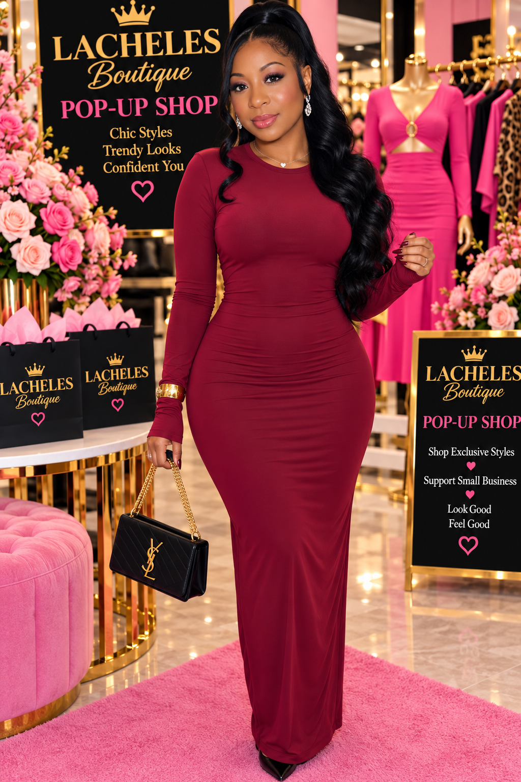 Long-Sleeve Bodycon Maxi Dress