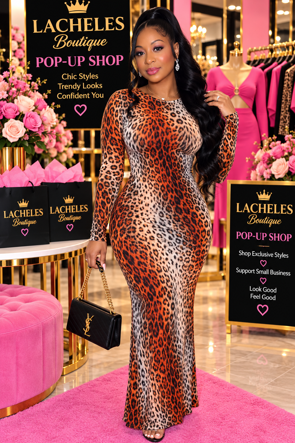 Leopard Print Mesh Maxi Dress